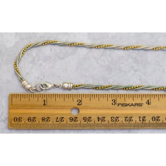 24 inch, Vintage Twist Gold Tone Silver Tone Chain Necklace - CO1 - Picture 3 of 3